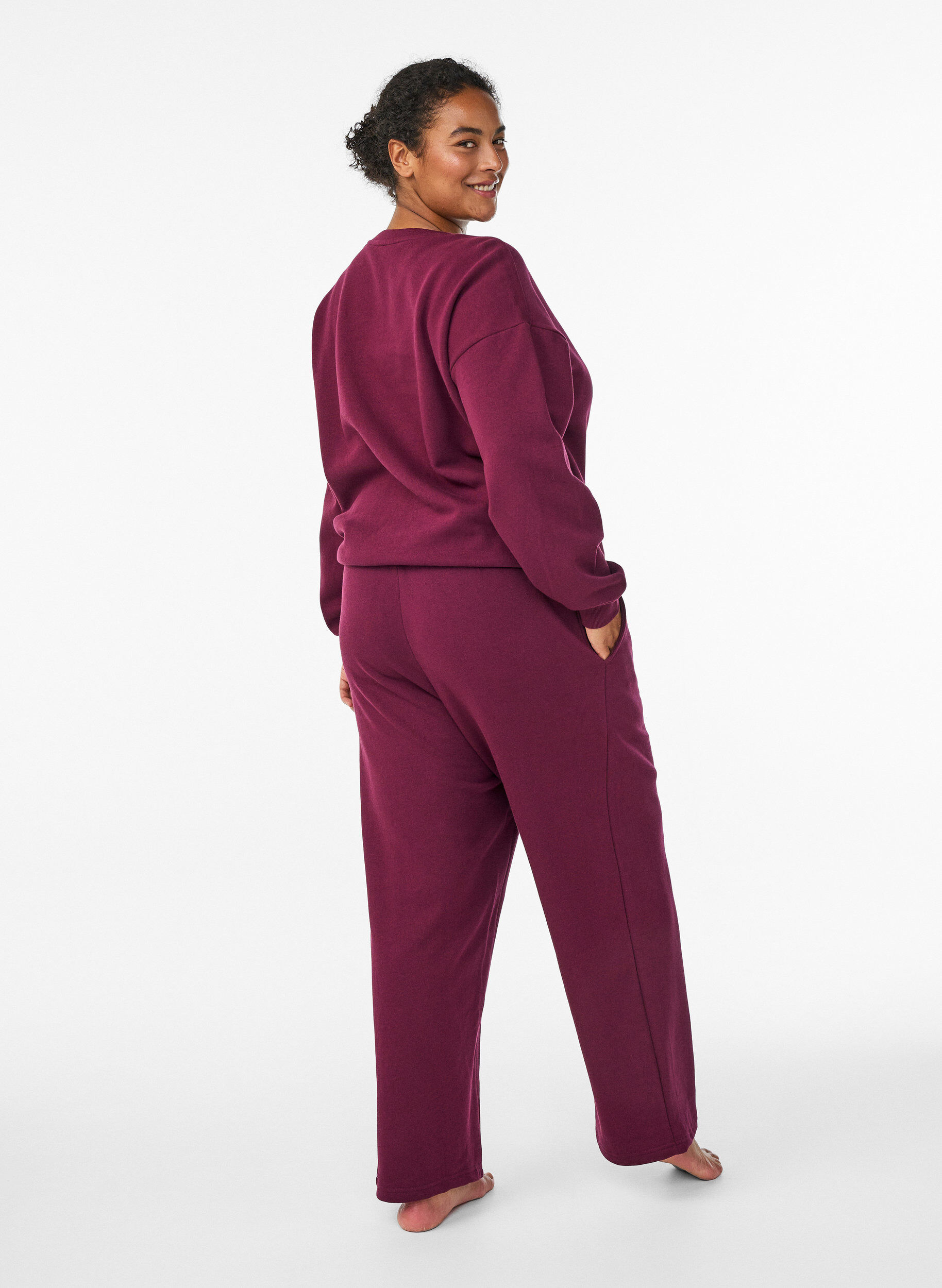 ZizziSweatpants med lommer, M&oslash;rk Bordeaux, Model image number 1