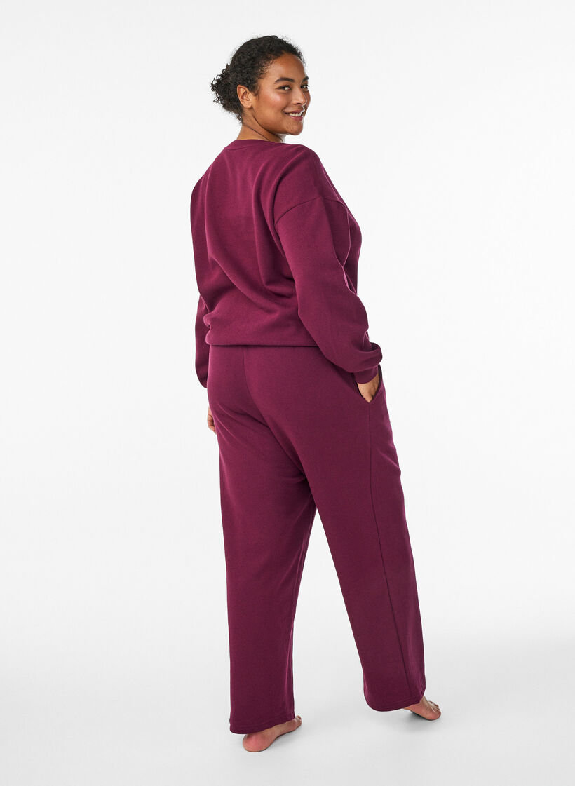 Sweatpants med lommer, M&oslash;rk Bordeaux, Model image number 1