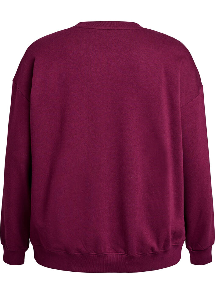Sweatshirt med tekstmotiv, M&oslash;rk Bordeaux, Packshot image number 1