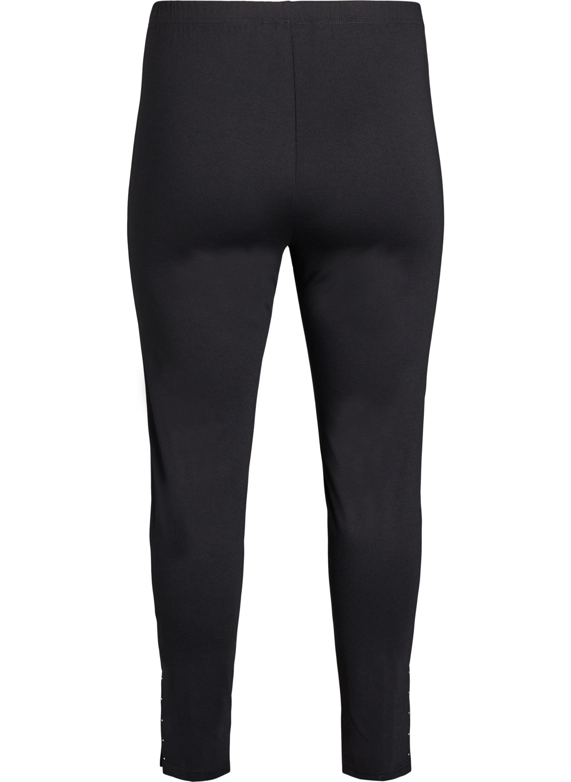 Zizzi Leggings med slids og sm&aring; rhinsten, Sort, Packshot image number 1