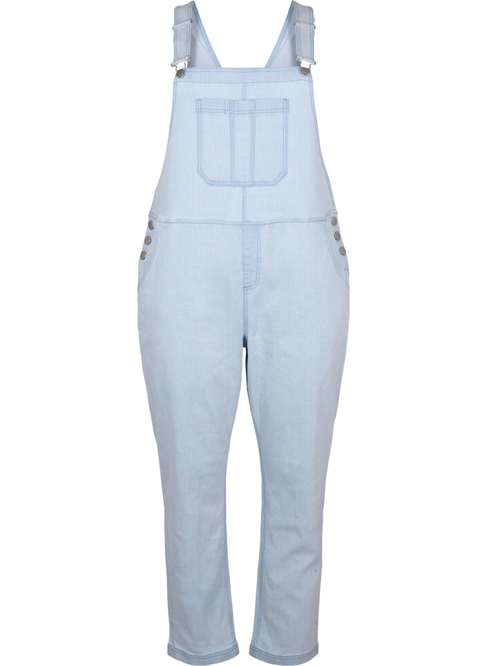 Stribede denim overalls, Bl&aring;, Packshot image number 0