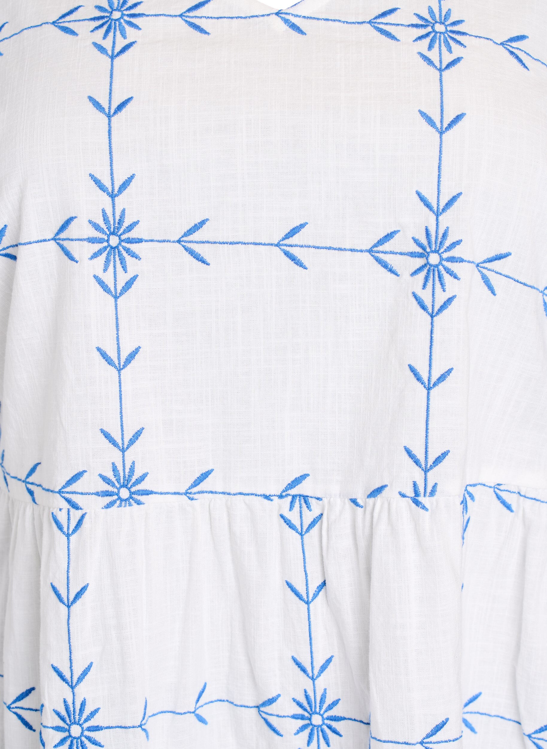 Zizzi Kort kjole med V-hals og broderi, Hvid, Packshot image number 2