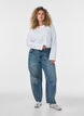 Barrel fit jeans med slidt vask, Bl&aring;, Model image number 0