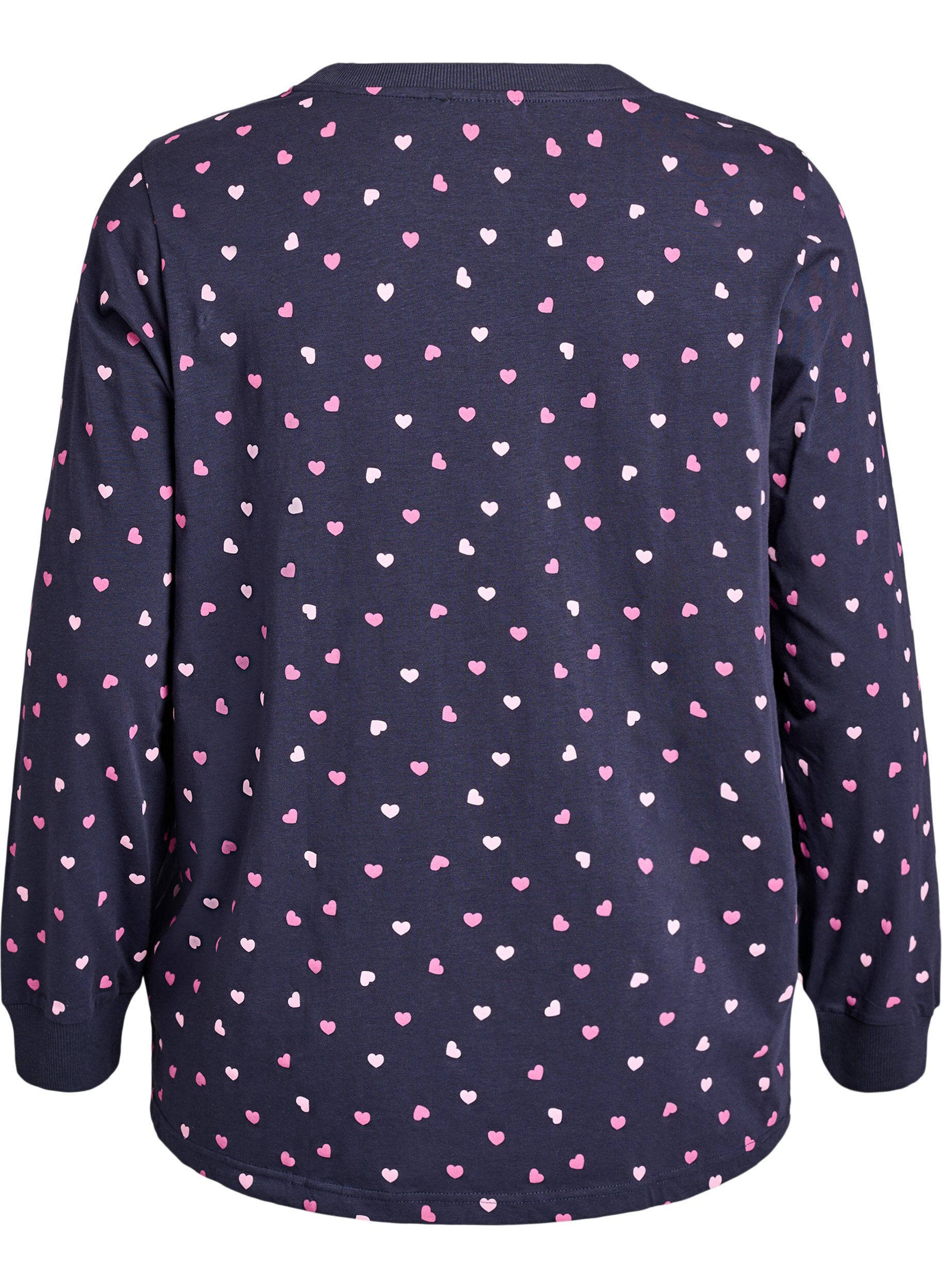 Zizzi Natbluse med print, Bl&aring;, Packshot image number 1