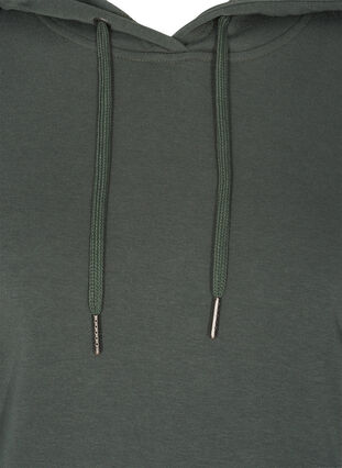 Sweatshirt med hætte og lomme, Thyme, Packshot image number 2