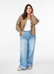 Ribstrikket cardigan med knapper, Brun, Model image number 1