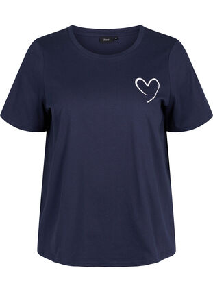 Kortærmet nat t-shirt i bomuld, Navy Blazer w. Heart, Packshot image number 0