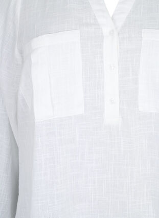 Tunika i bomuld med 3/4 ærmer, Bright White, Packshot image number 2
