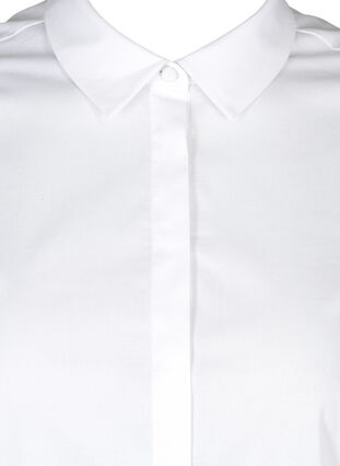 Bomulds skjorte med pufærmer, Bright White, Packshot image number 2