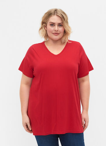 Kortærmet t-shirt med a-shape, Lipstick Red, Model image number 0