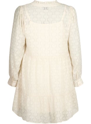 Jacquard kjole med flæsekrave, Birch, Packshot image number 1