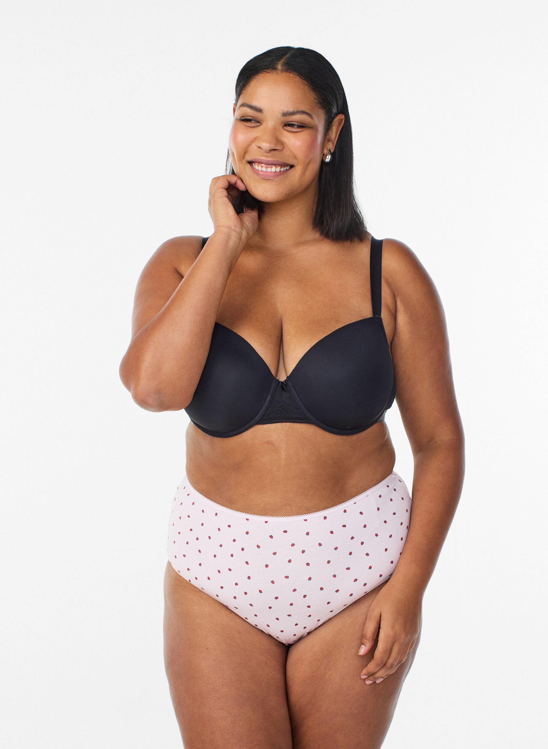 Zizzi 7-pak hipster trusse med regul&aelig;r talje, R&oslash;d, Model image number 0