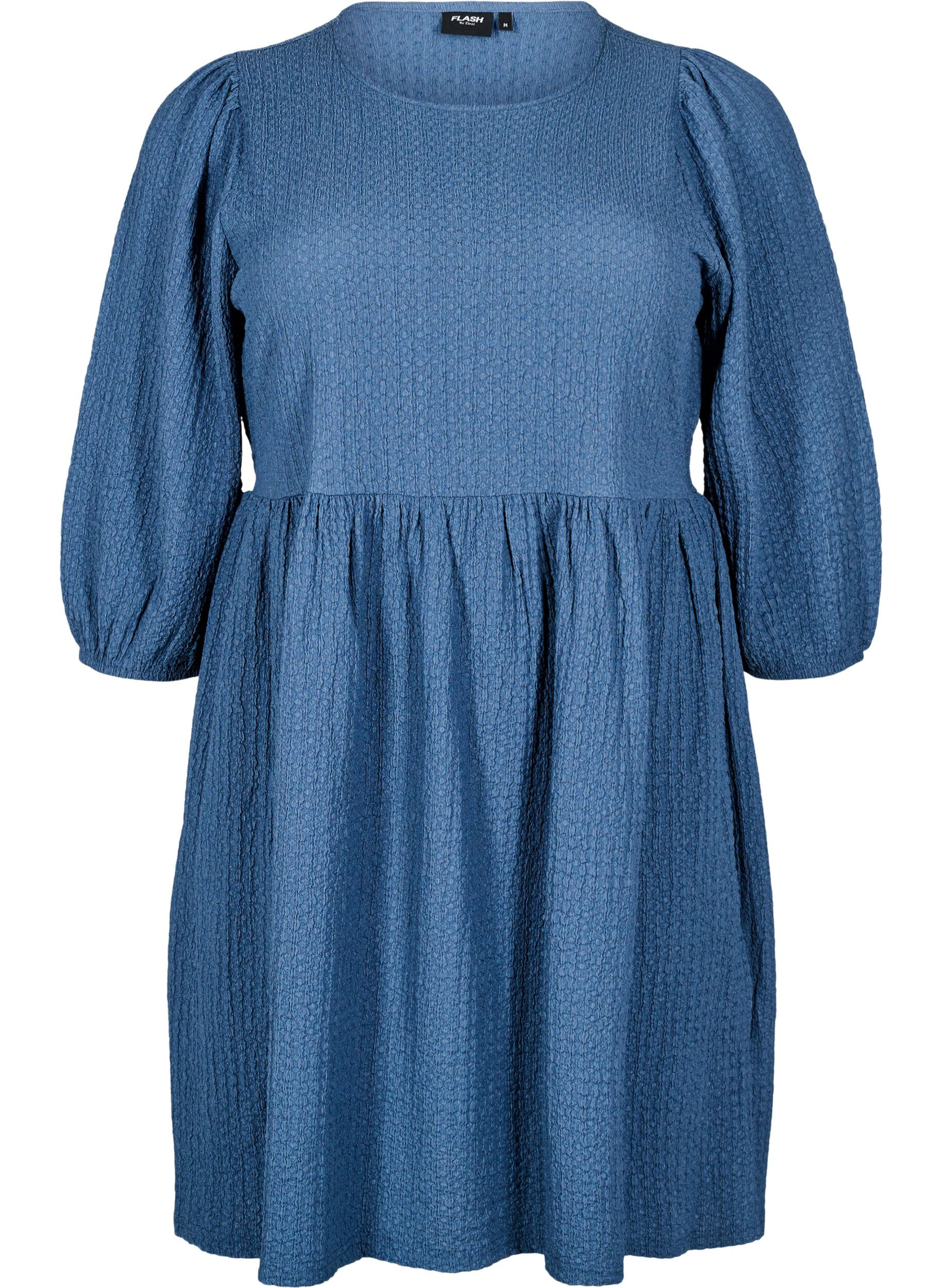 Zizzi FLASH - Kort kjole med struktur og 3/4 &aelig;rmer, Sargasso Sea, Packshot image number 0