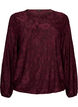 Transparent bluse med blomsterstruktur og lange &aelig;rmer, R&oslash;d, Packshot image number 0
