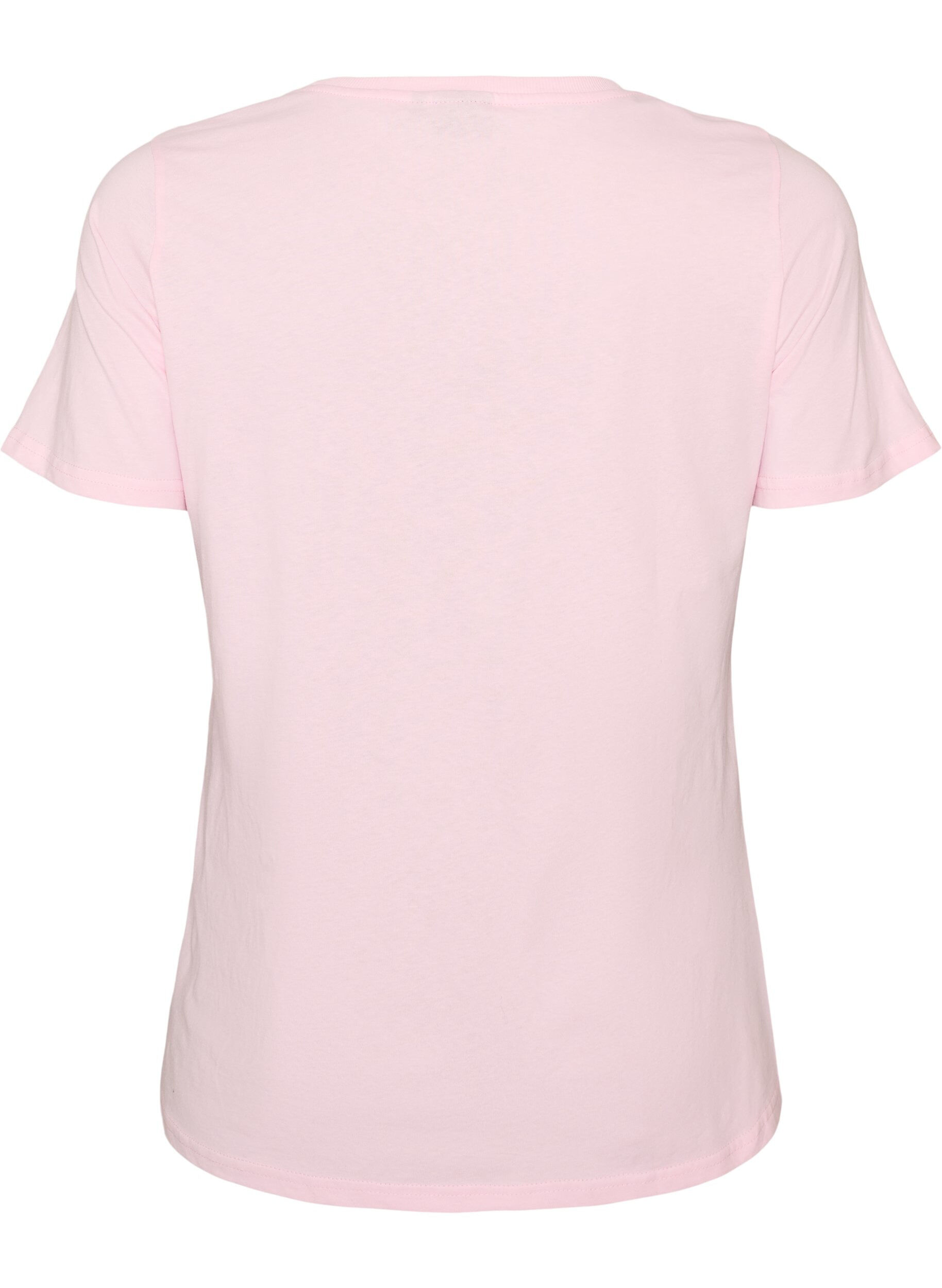 ZizziT-shirt i bomuld med print foran, Lyser&oslash;d, Packshot image number 1