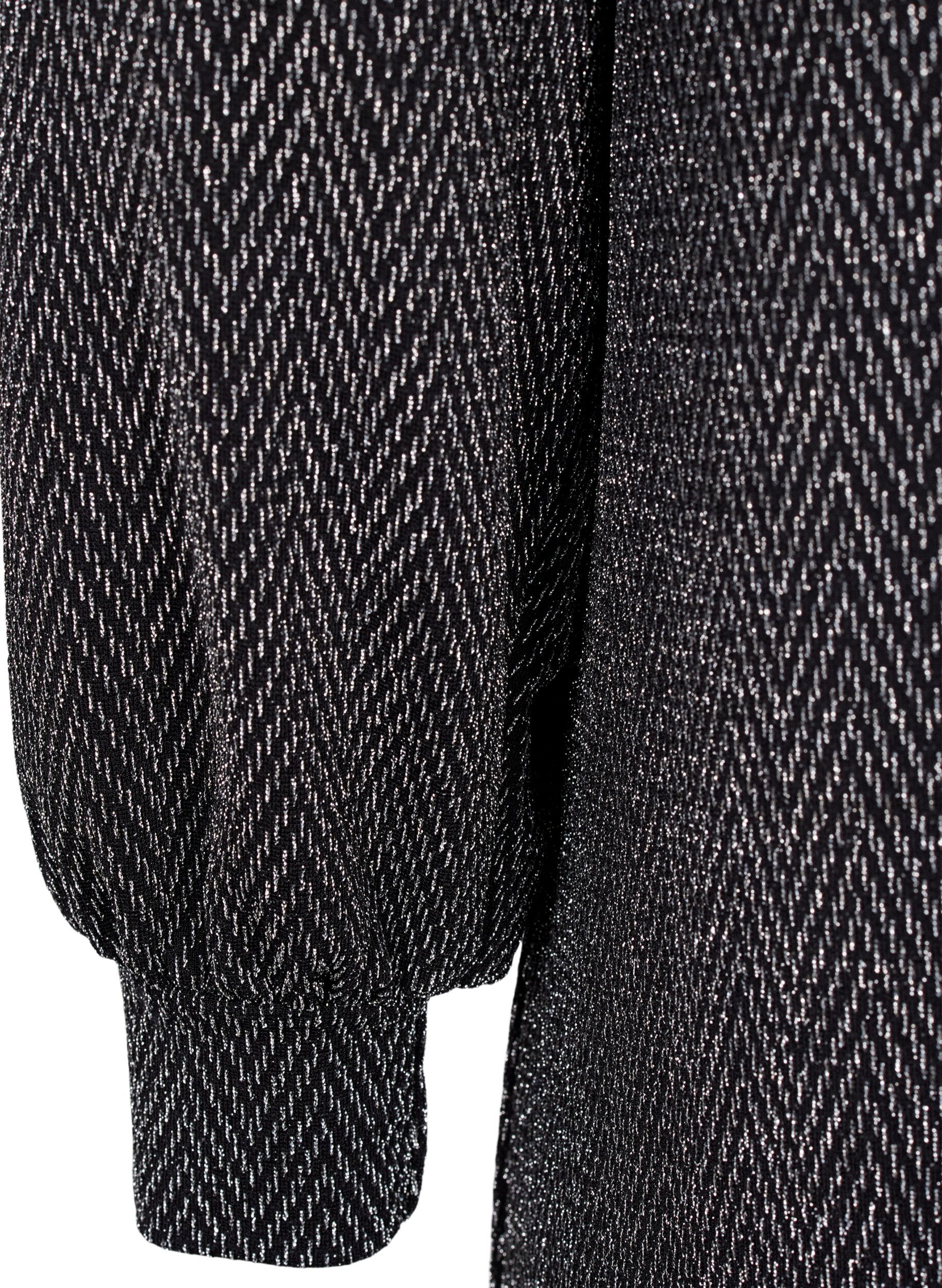 Zizzi Kjole med zigzag m&oslash;nster og glimmer, Silver ZigZagShimmer, Packshot image number 3