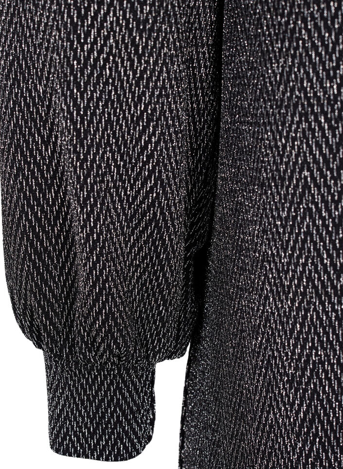 Kjole med zigzag mønster og glimmer, Silver ZigZagShimmer, Packshot image number 3