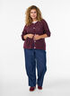 Strikket cardigan med hulm&oslash;nster, M&oslash;rk Bordeaux, Model image number 1