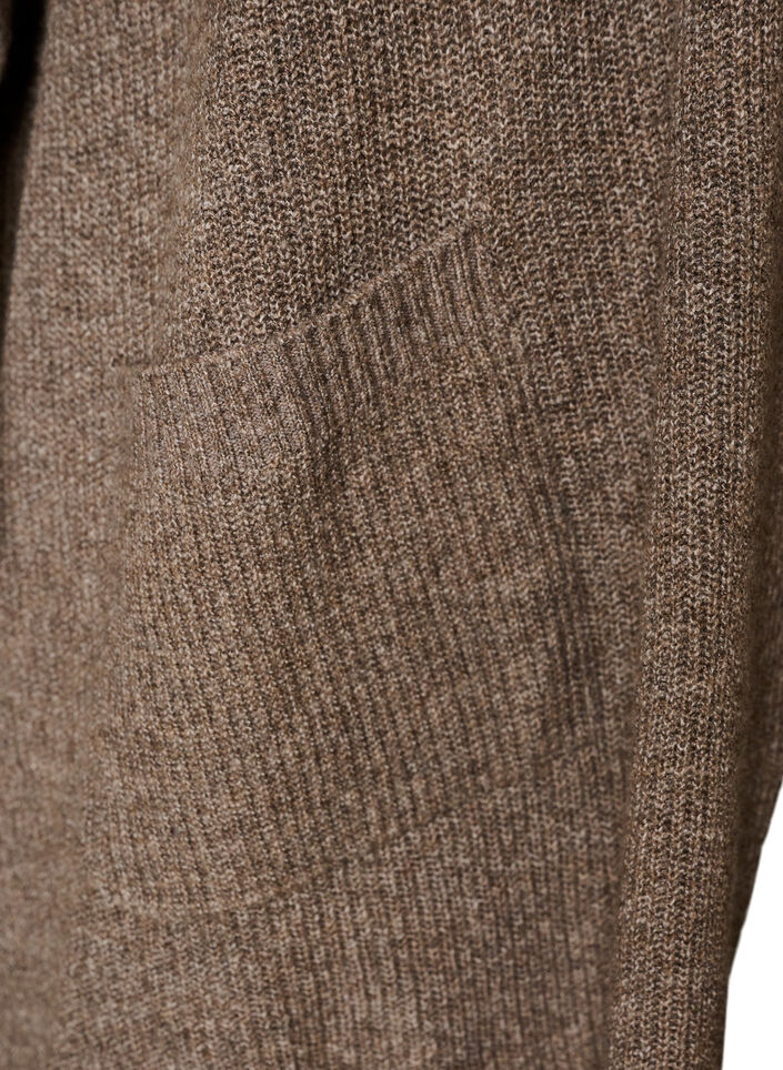 Cardigan med &aring;ben front og vide &aelig;rmer, Brun, Packshot image number 3