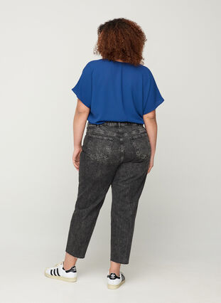 Cropped mom fit Mille jeans med løs pasform, Grey Denim 4, Model image number 1