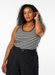 Stribet tanktop med ribstruktur, Sort, Model image number 0