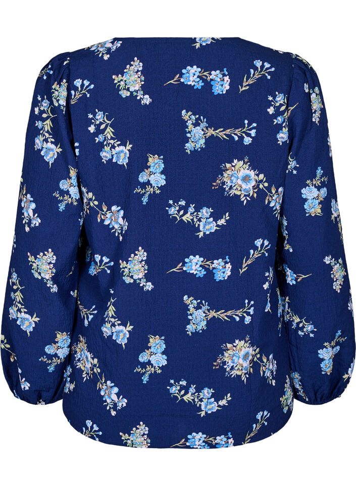 FLASH - Langærmet bluse med små blomster , Blue Flower, Packshot image number 1