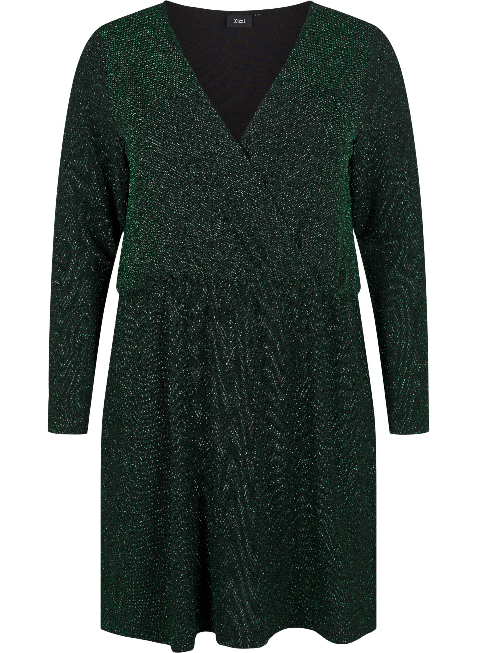 Zizzi Glimmer kjole med zigzag m&oslash;nster, Scarab ZigZagShimmer, Packshot image number 0