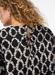 Langærmet bluse med print og sløjfer, Sort, Model image number 3
