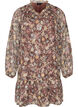 Chiffonkjole med blomsterprint og fl&aelig;selag, Brun, Packshot image number 0