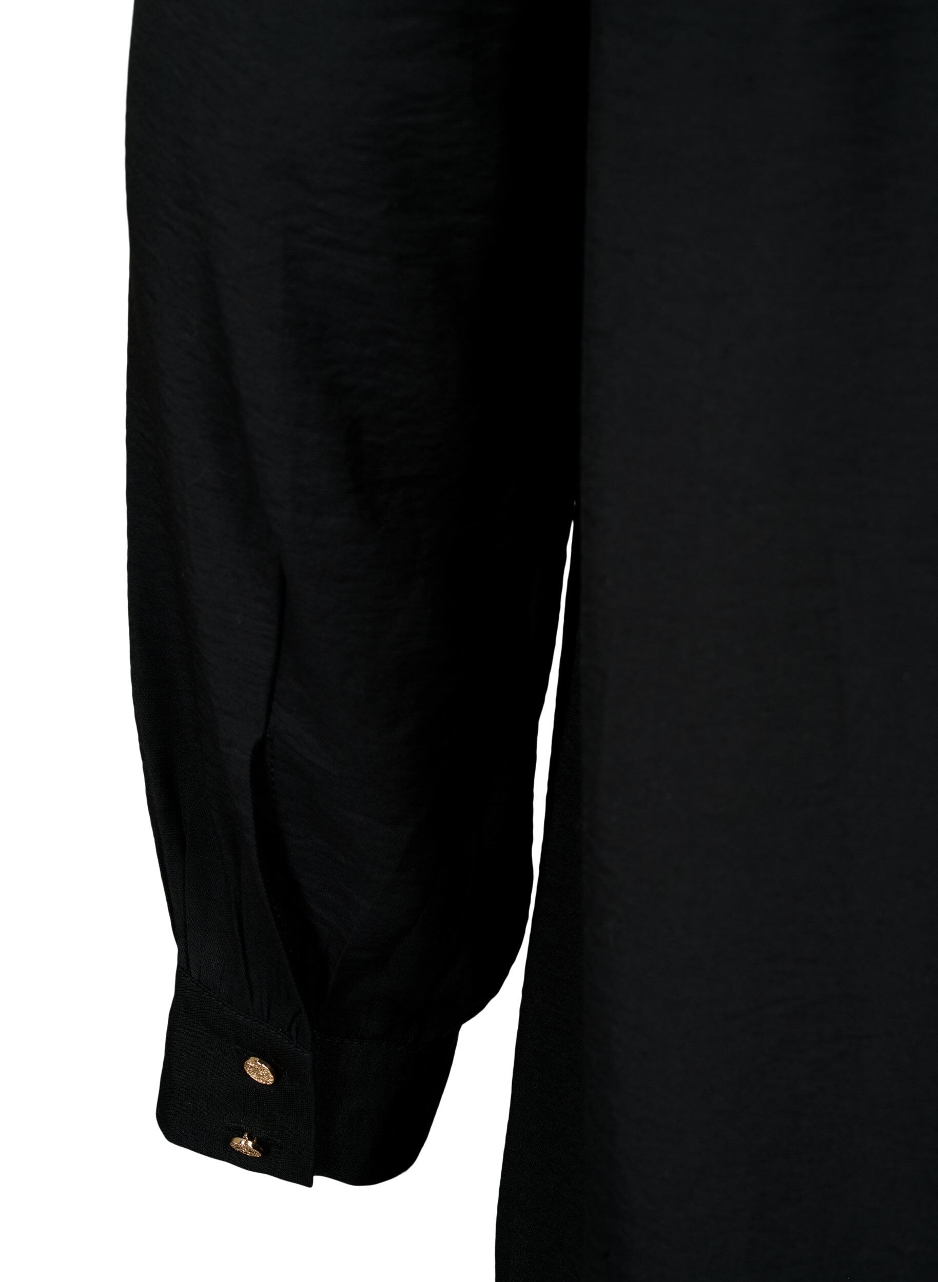 Zizzi Kort kjole med fl&aelig;sekrave, Black, Packshot image number 3