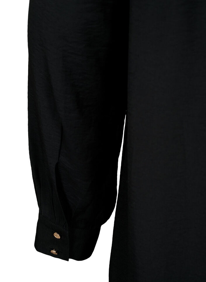 Kort kjole med flæsekrave, Black, Packshot image number 3