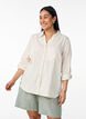 Skjorte i h&oslash;r og viskose med 3/4-&aelig;rmer, Beige, Model image number 0