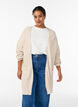 Lang ribstrikket cardigan i bomuld, Beige, Model image number 0