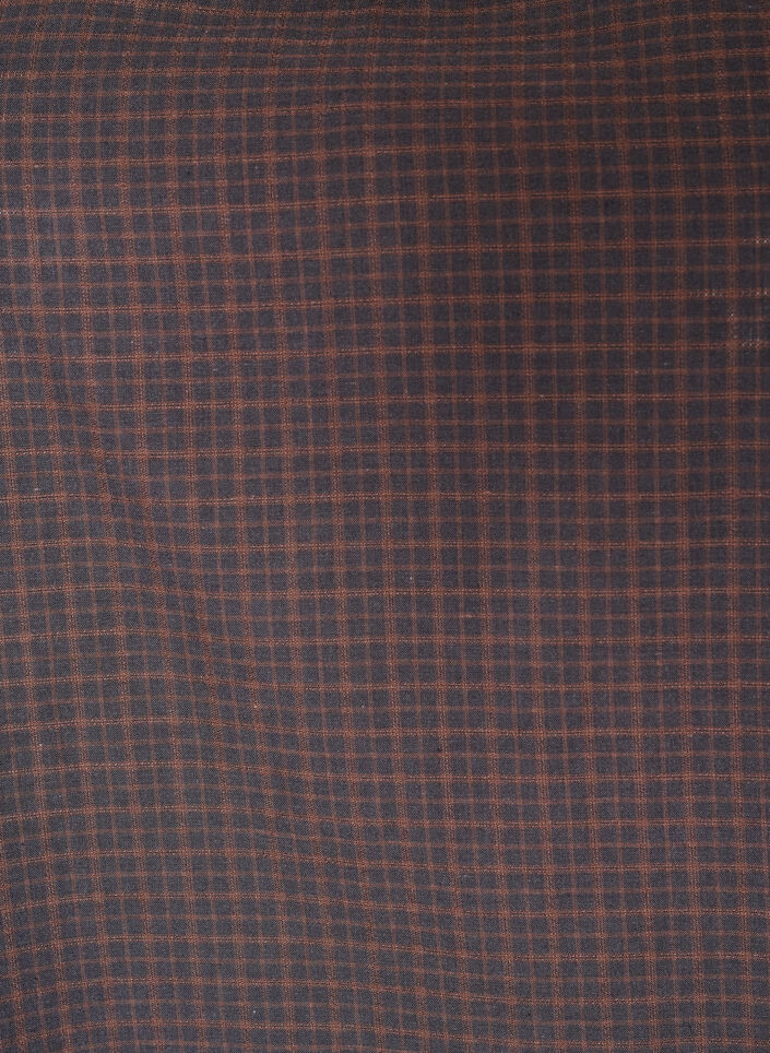 Kort ternet kjole med fl&aelig;sekant, Brun, Packshot image number 2