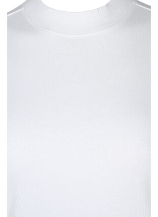 Højhalset bomuldsbluse med 2/4 ærmer, Bright White, Packshot image number 2