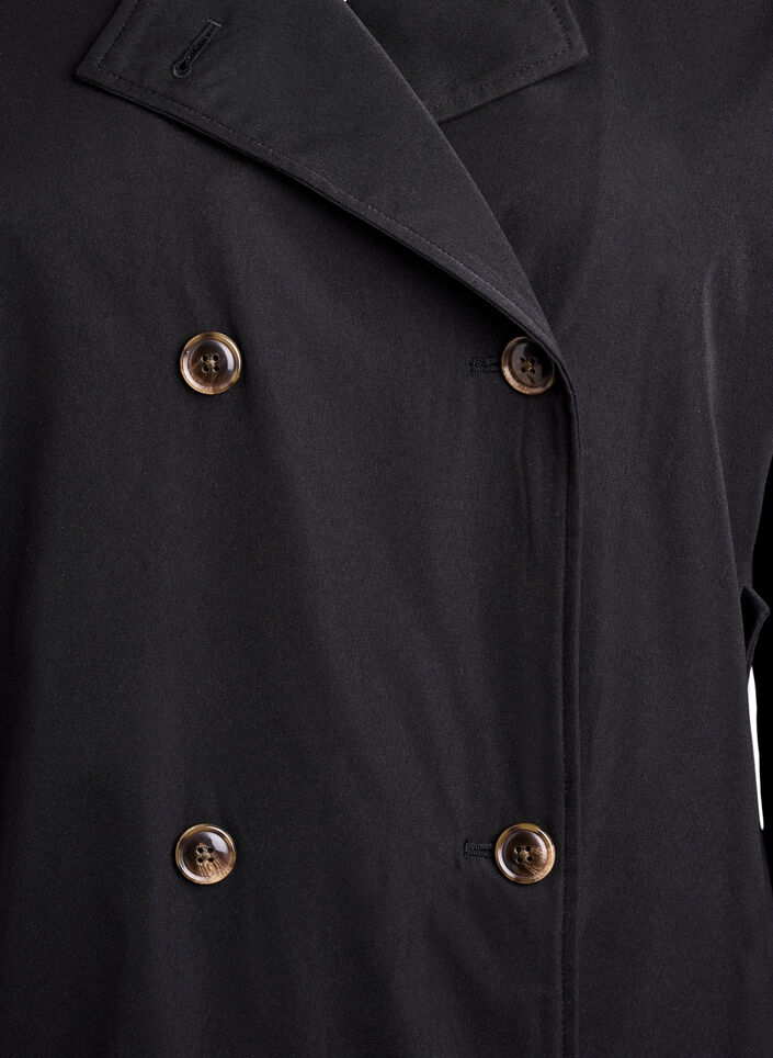Kort trenchcoat med lommer, Sort, Packshot image number 2