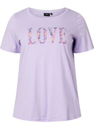 Bomulds t-shirt med rund hals og tryk, Lavender W. Love, Packshot