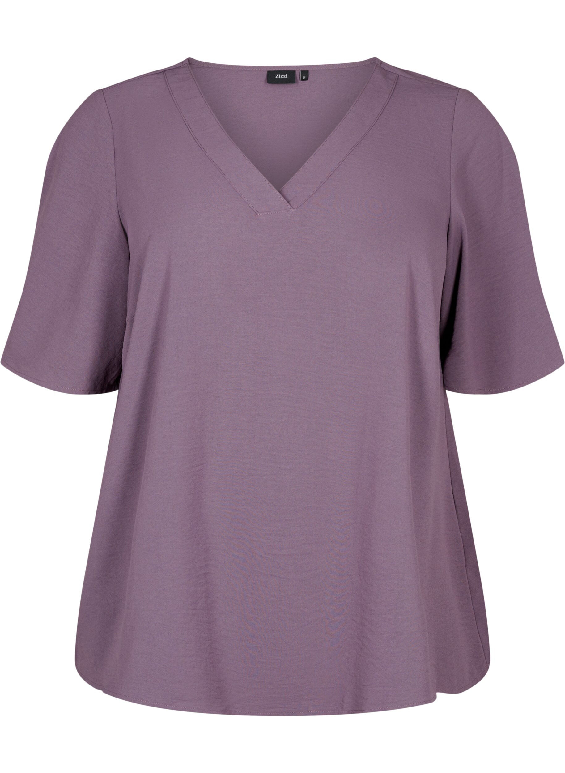 Zizzi Kort&aelig;rmet bluse med a-shape, Vintage Violet, Packshot image number 0