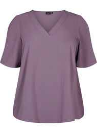Kortærmet bluse med a-shape, Vintage Violet