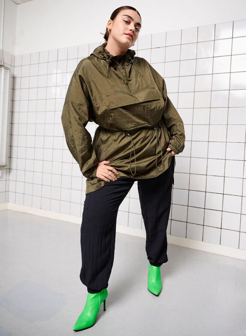 Lang anorak med hætte og lomme, Grape Leaf, Image image number 0