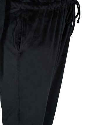 Velour jumpsuit med hætte og bindesnøre, Black, Packshot image number 3