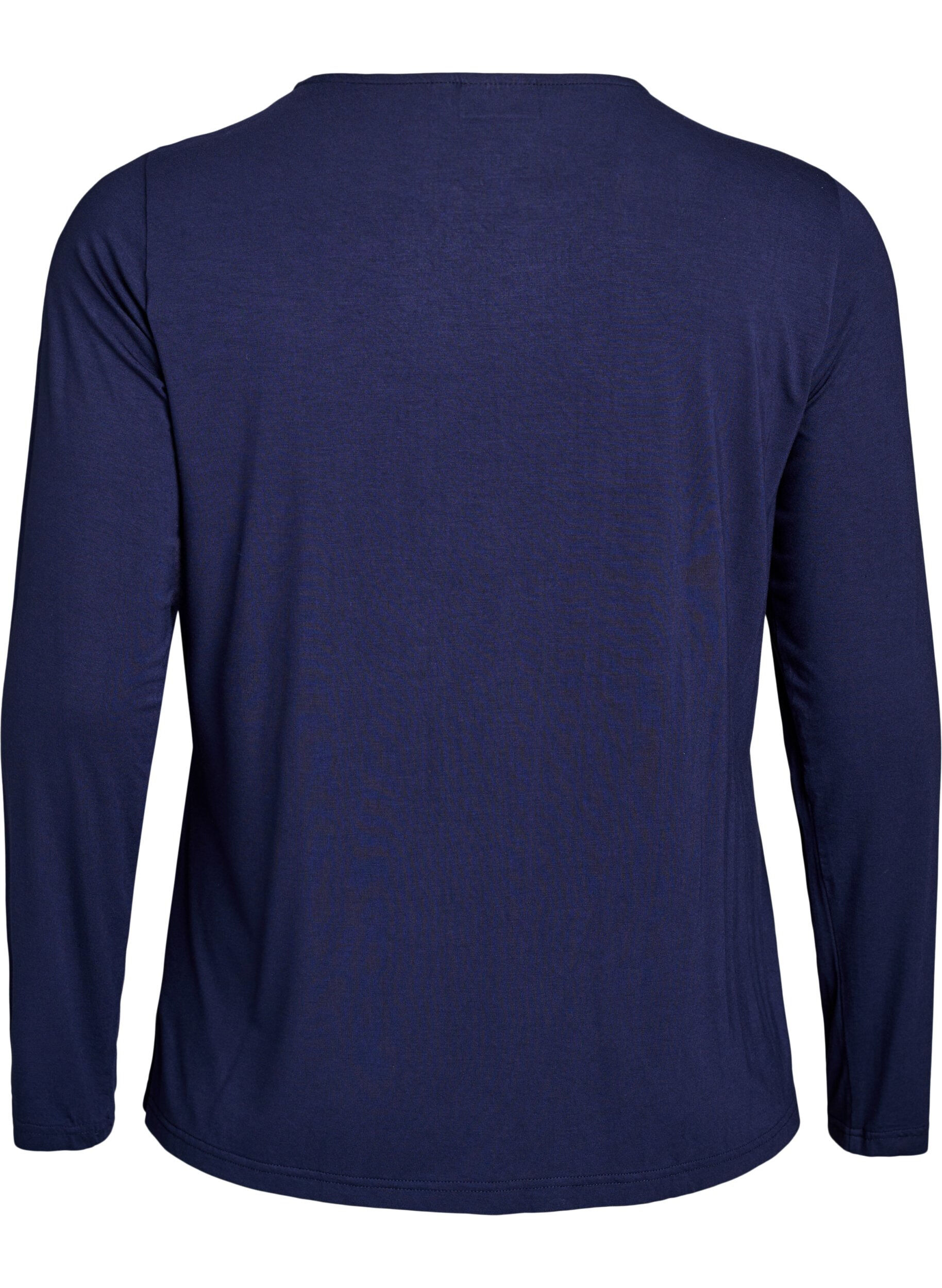 ZizziEnsfarvet bluse med lange &aelig;rmer, Bl&aring;, Packshot image number 1