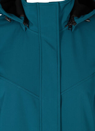 Lang softshell jakke med hætte, Blue Coral solid, Packshot image number 2
