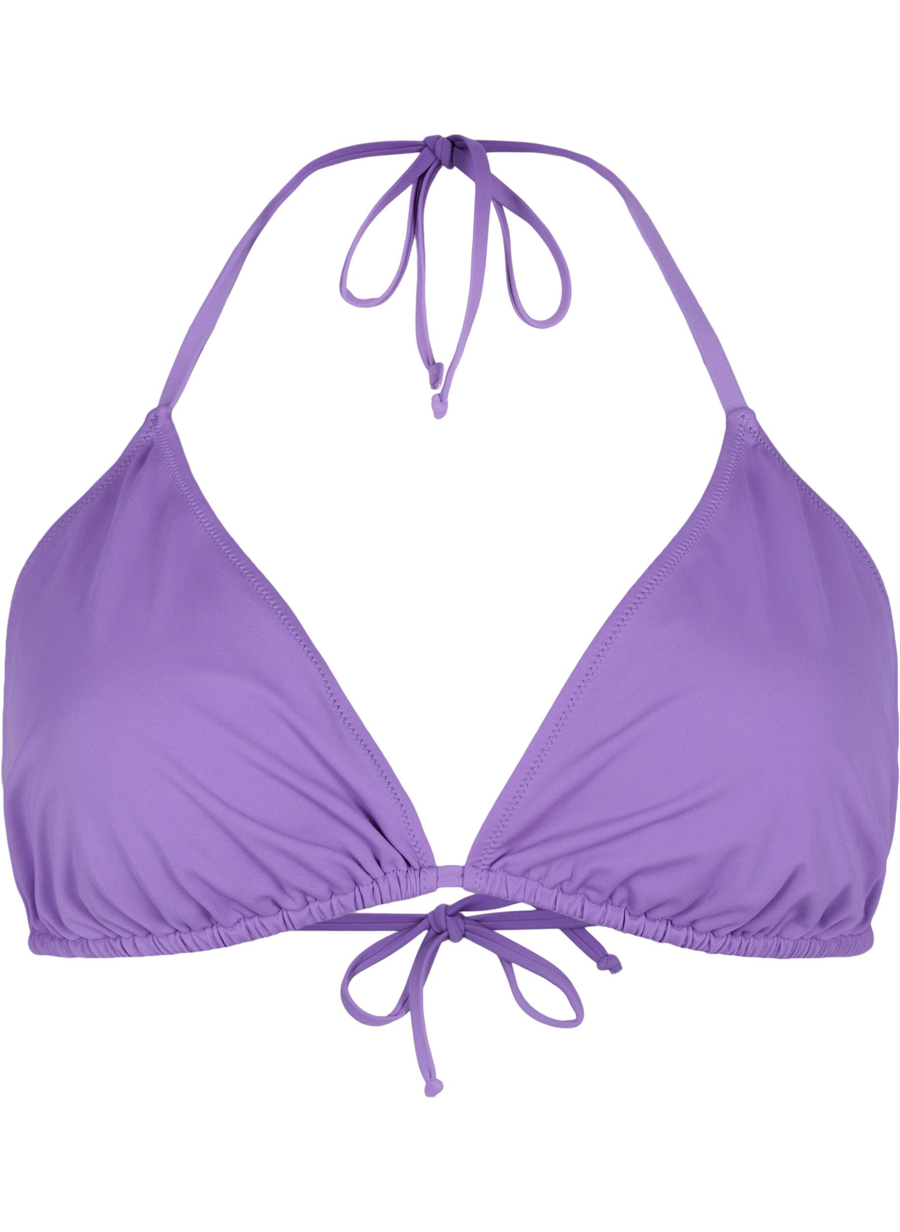 Zizzi Ensfarvet trekants bikini bh, Lilla, Packshot image number 0
