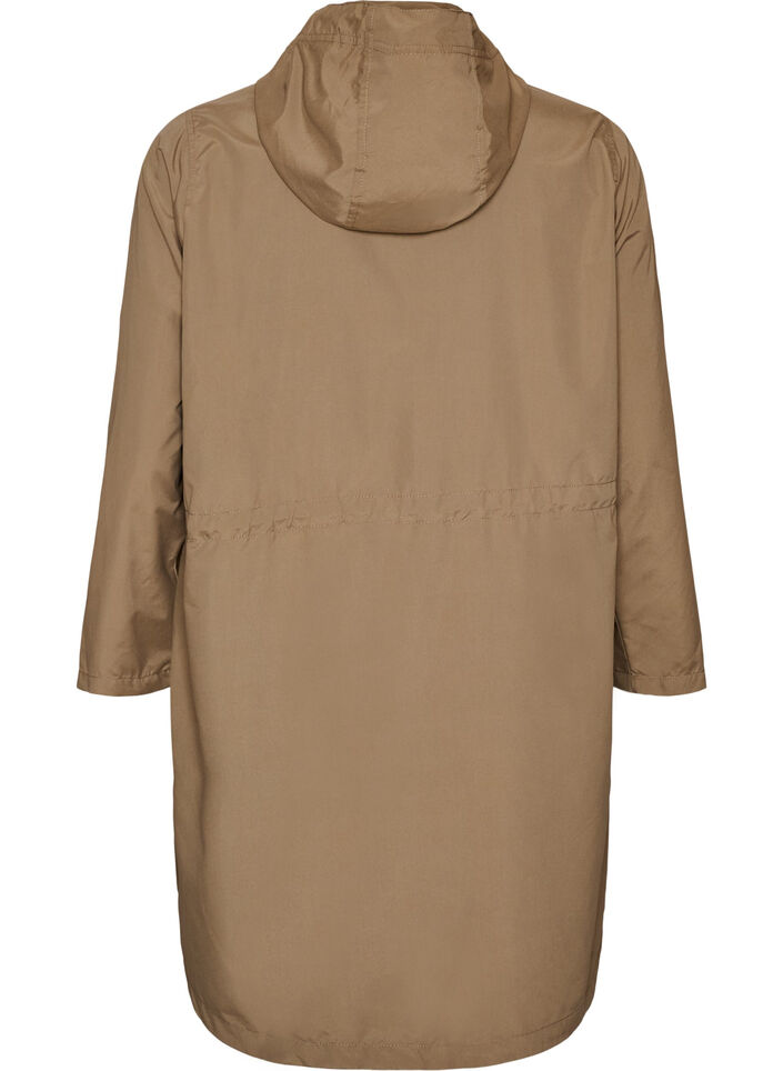 Parka i let materiale med h&aelig;tte, Brun, Packshot image number 1
