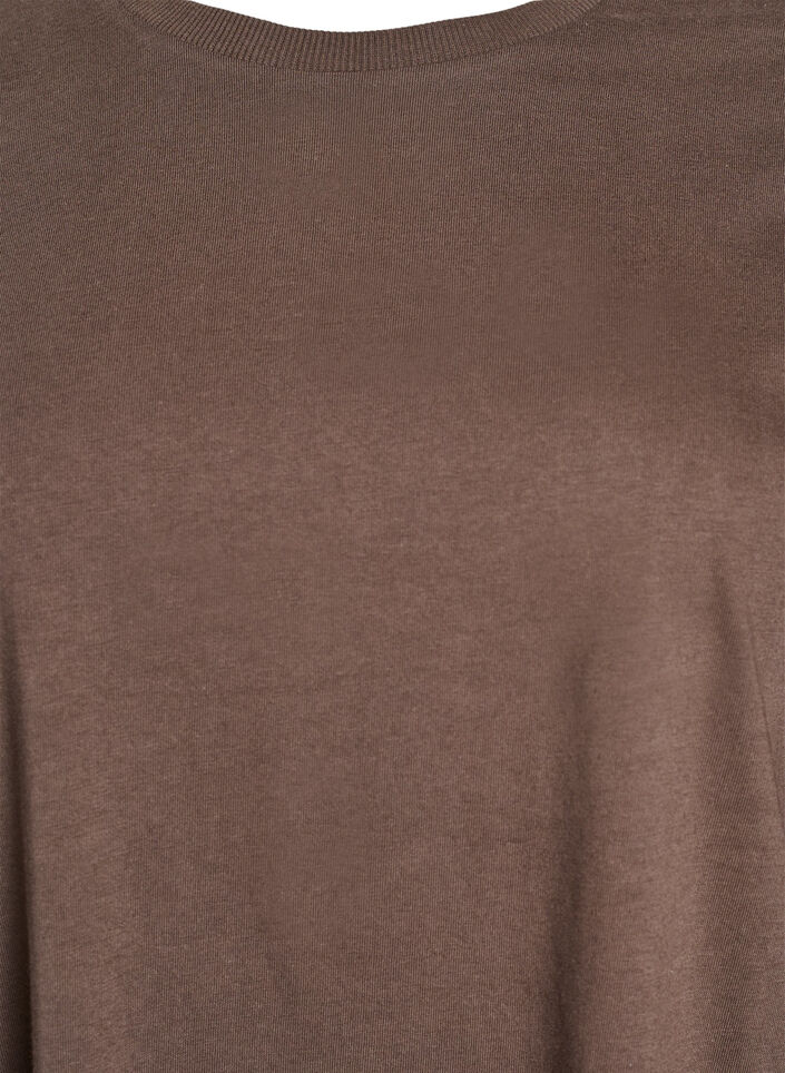 Knælang t-shirtkjole i bomuld, Brun, Packshot image number 2