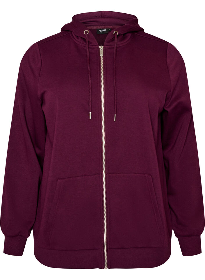 Sweat h&aelig;ttetr&oslash;je med lynl&aring;s og lommer, Lilla, Packshot image number 0