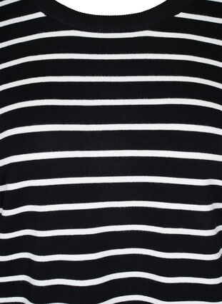 Strikket viskosebluse med lange ærmer, Black W/Stripes, Packshot image number 2