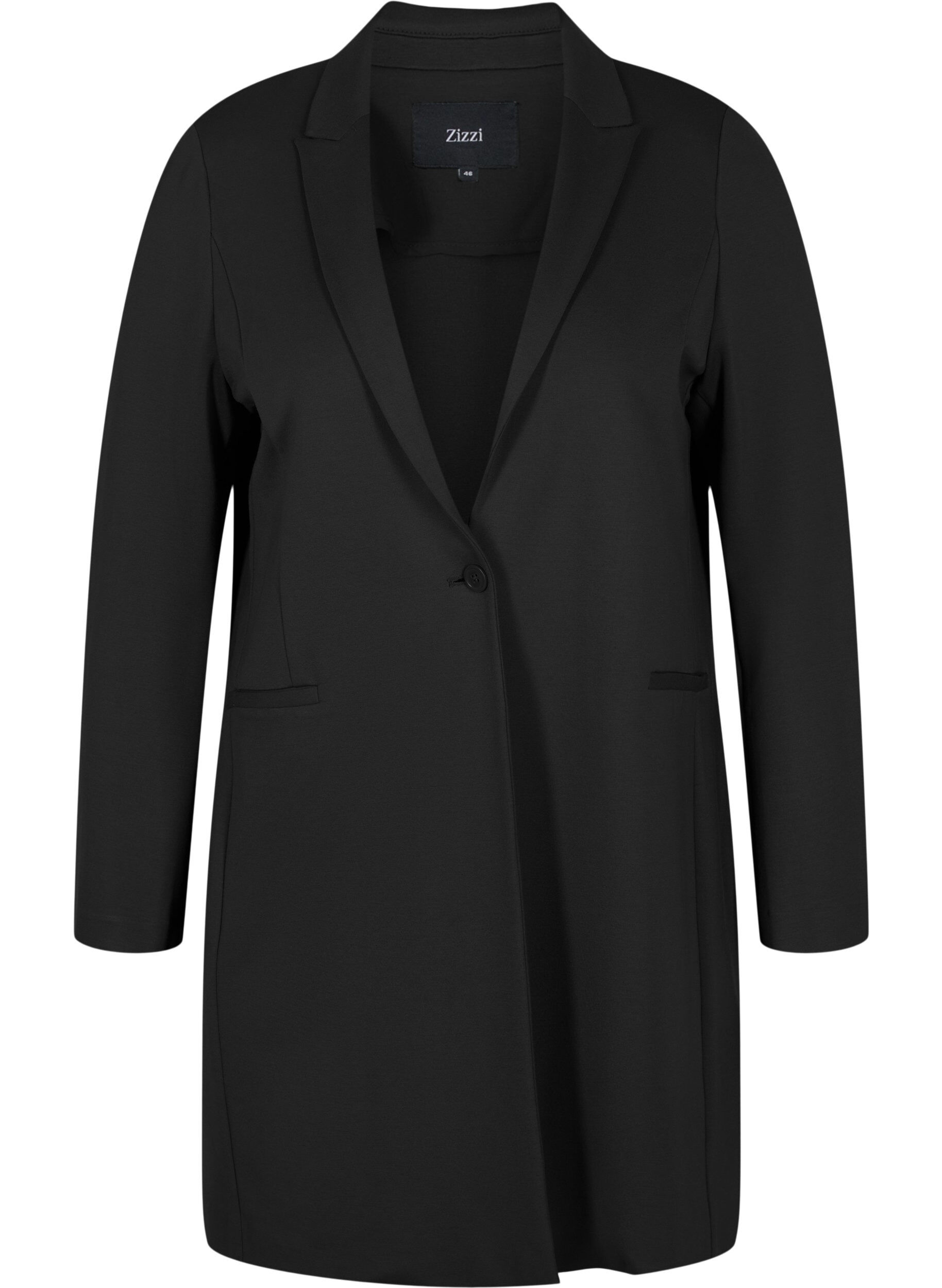 Zizzi Lang blazer, Black, Packshot image number 0