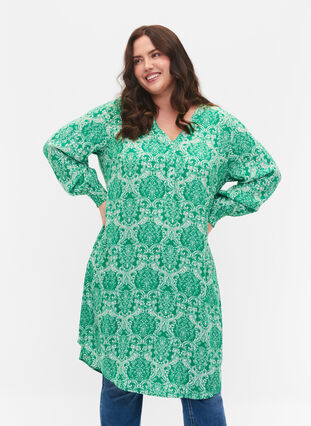 Printet kjole i viskose, Jolly Green Oriental, Model image number 0
